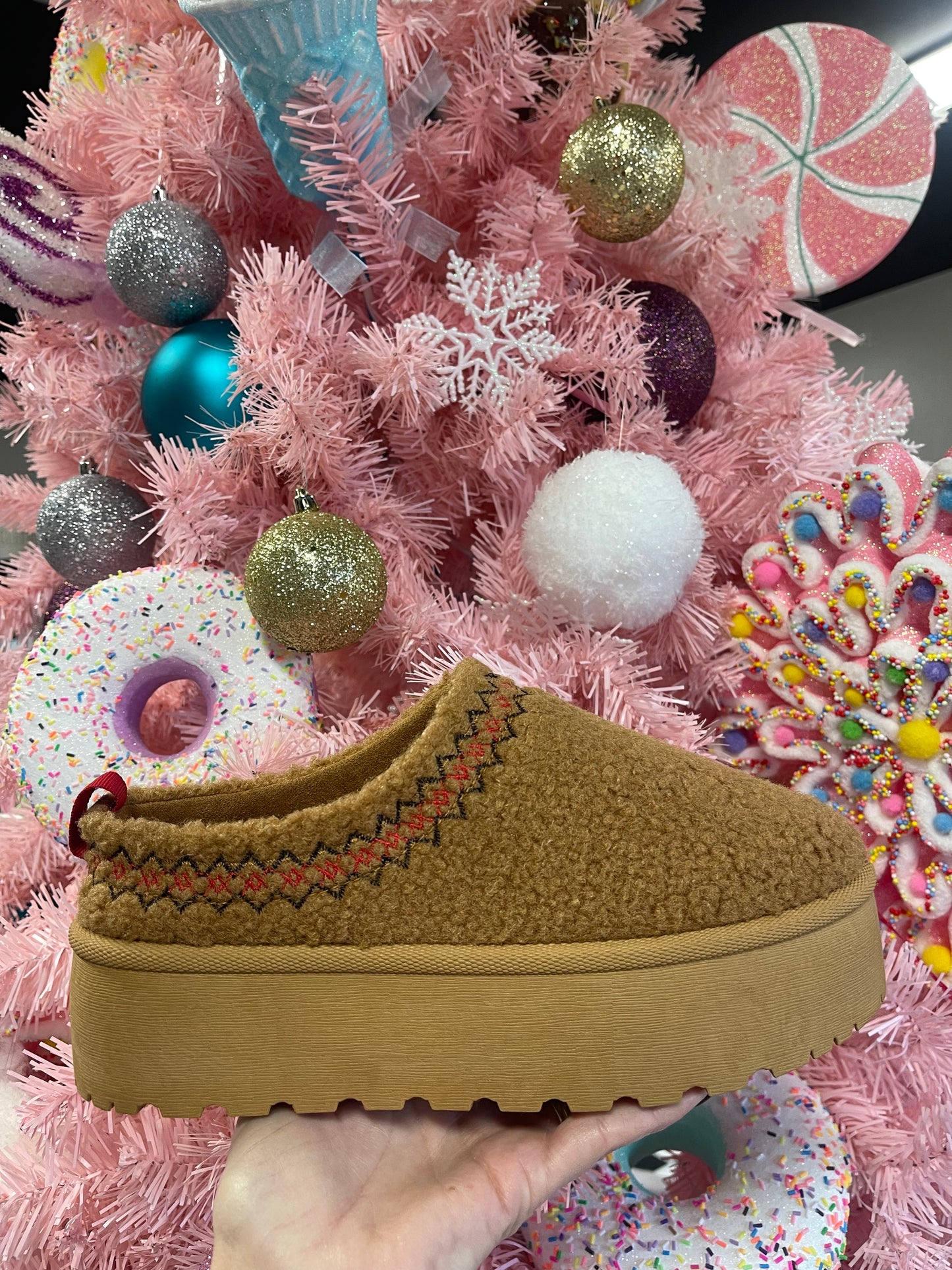 Sherpa Camel Platform Shoes