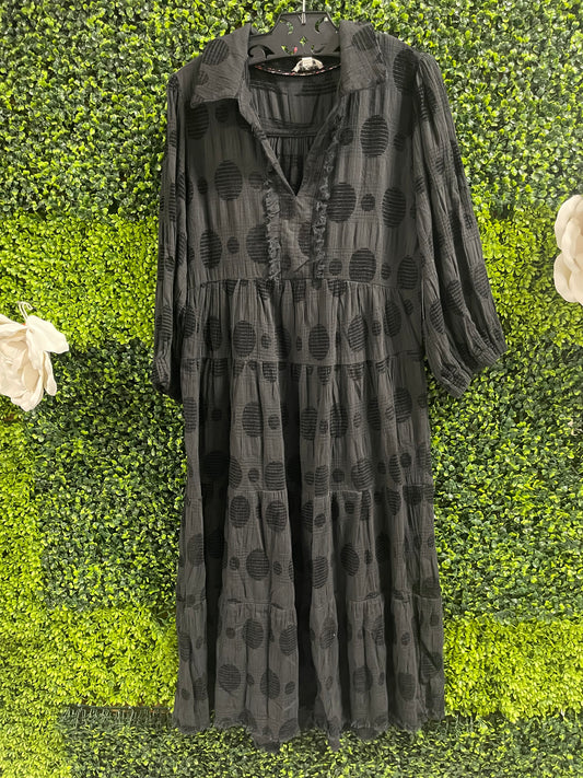 Dotted Jacquard Midi Dress