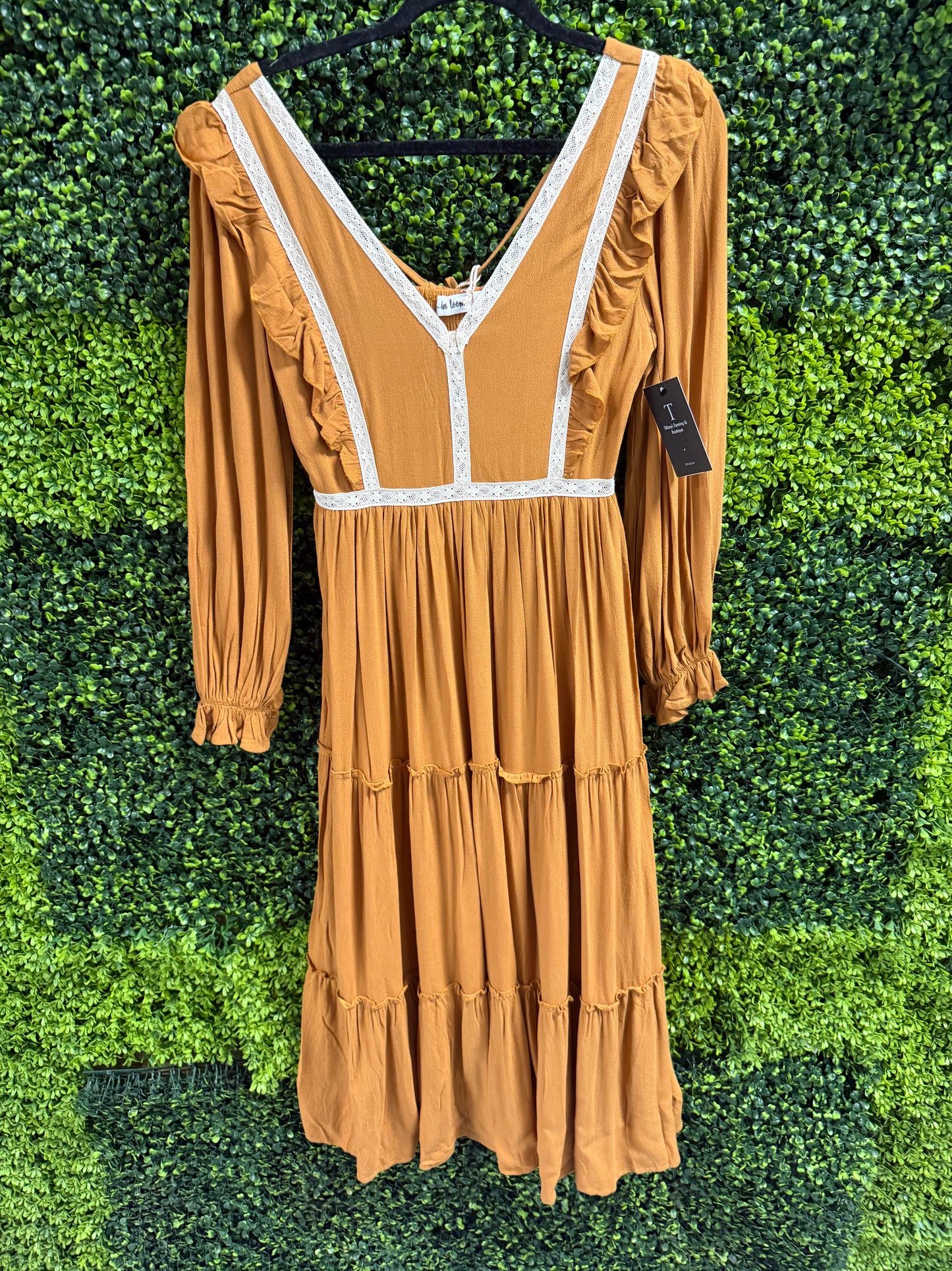 Lace Inset Ruffle Dress