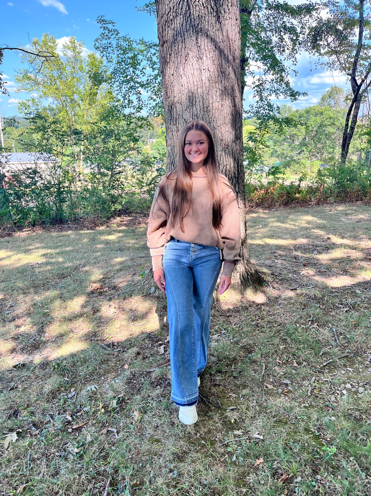 Acid Wash Exposed Seam Sweatshirt