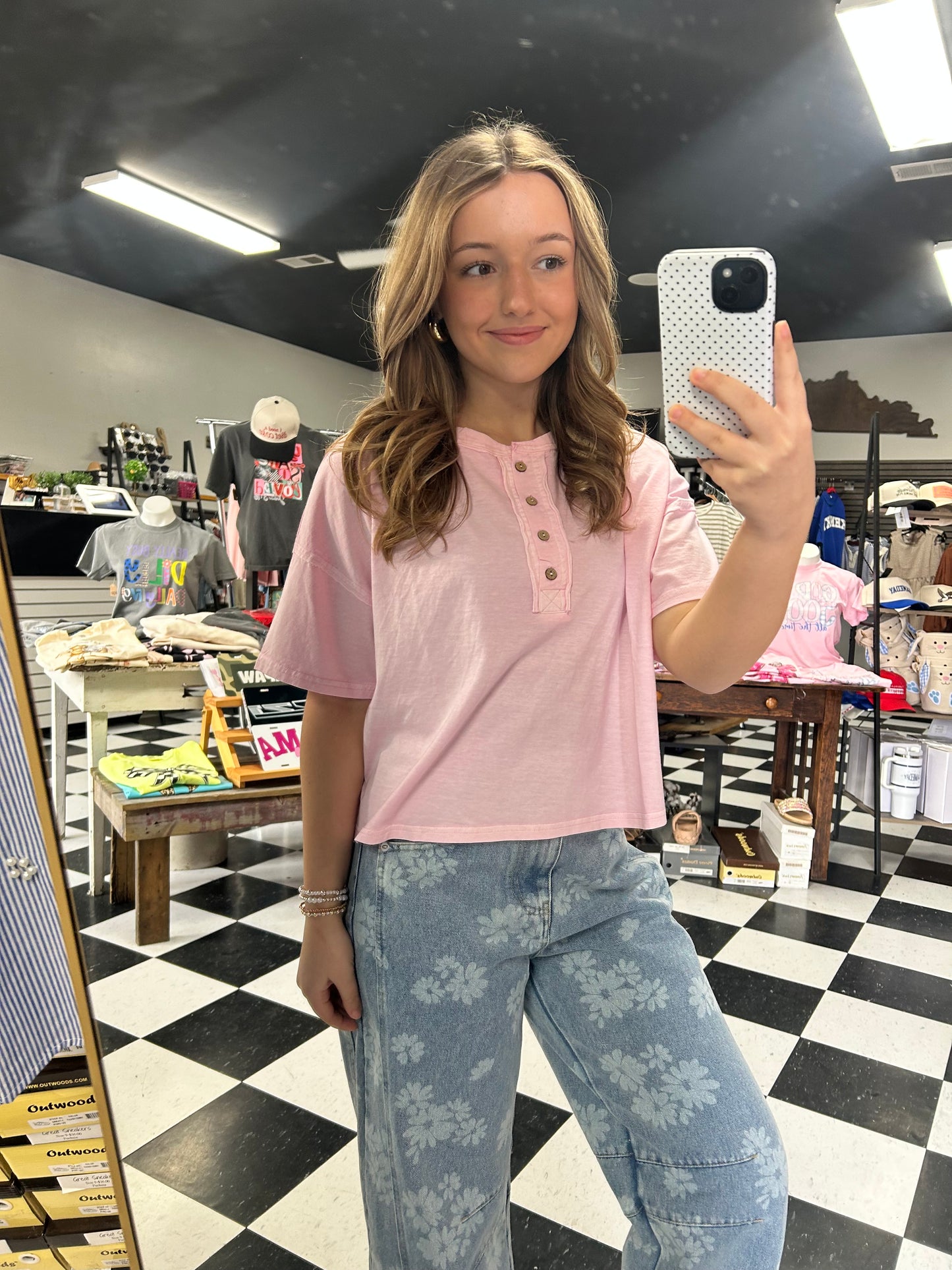 BOXY Short Sleeve Henley Top