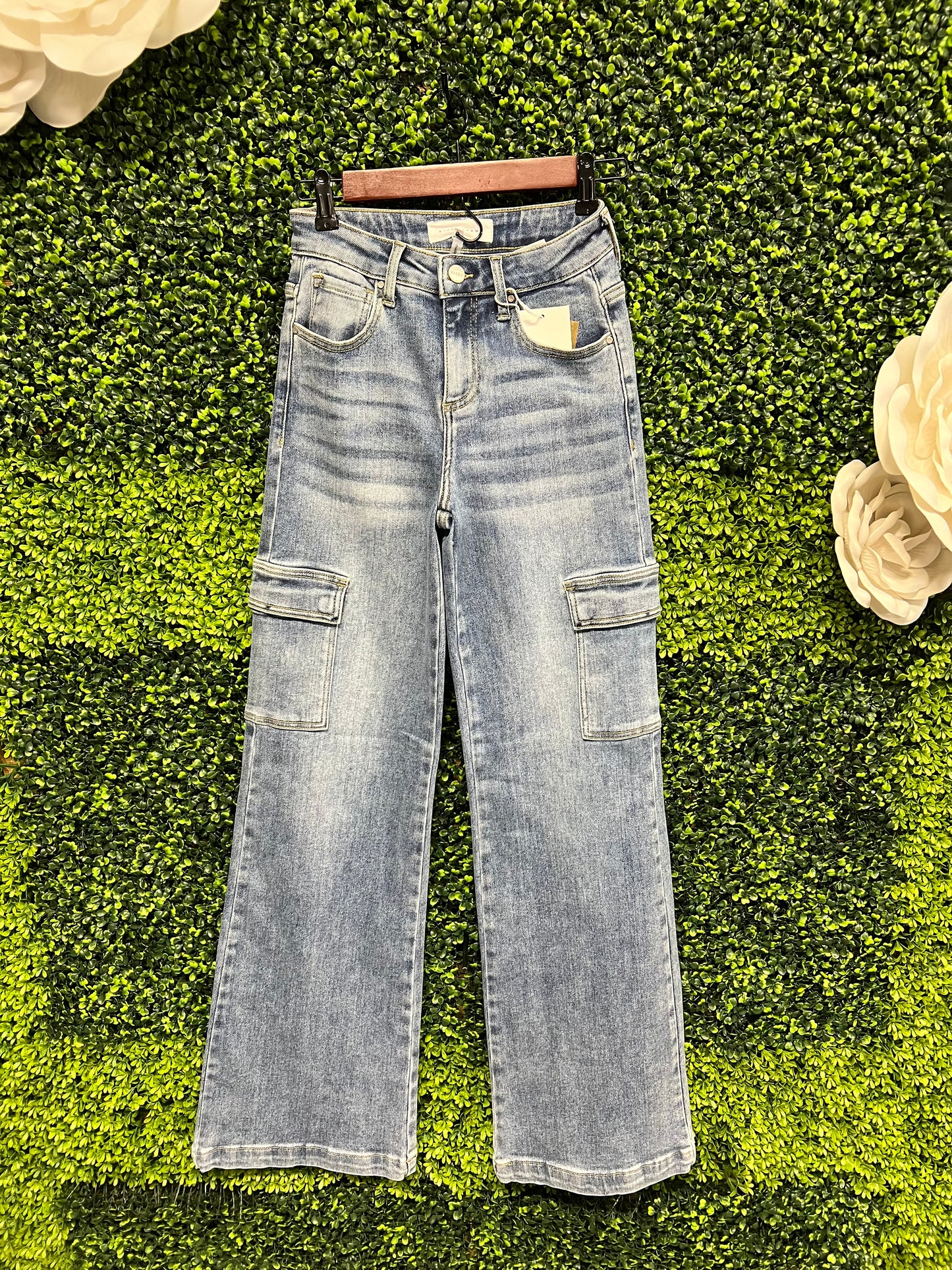 High Rise Wide Cargo Jeans