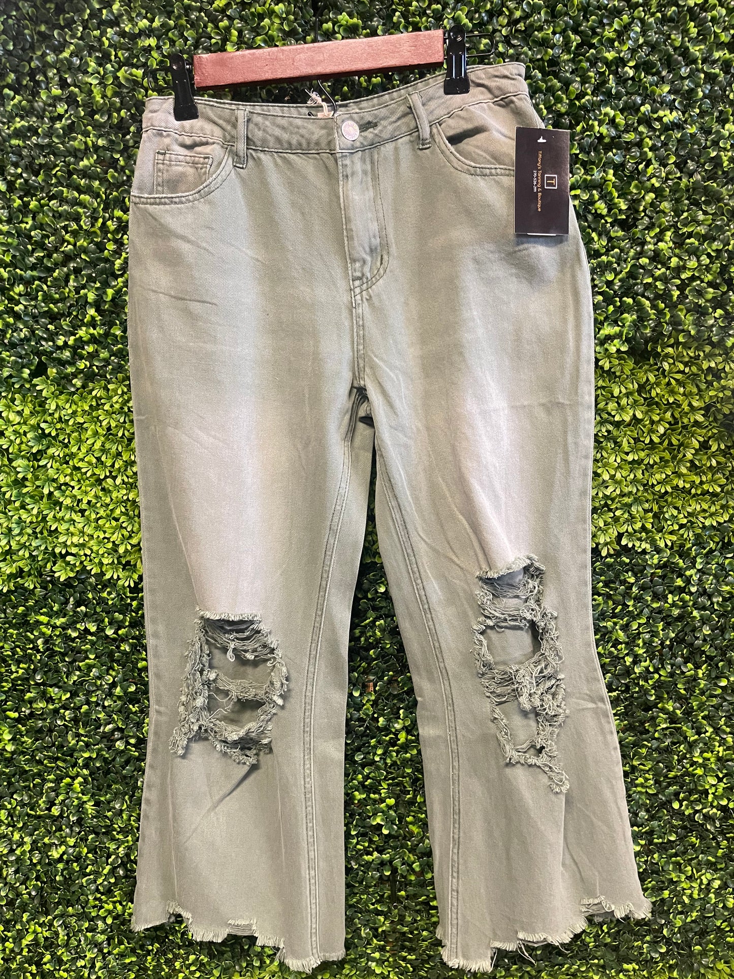 Distressed Vintage Washed Wide Leg Pants