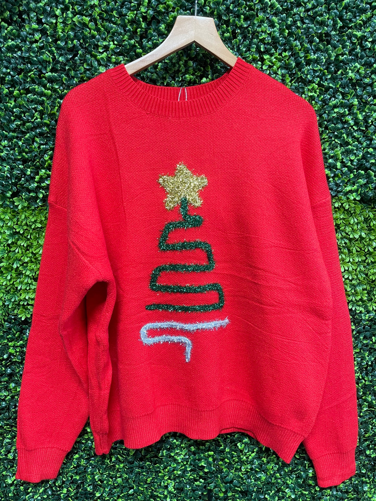 Tinsel Tree Red Sweater