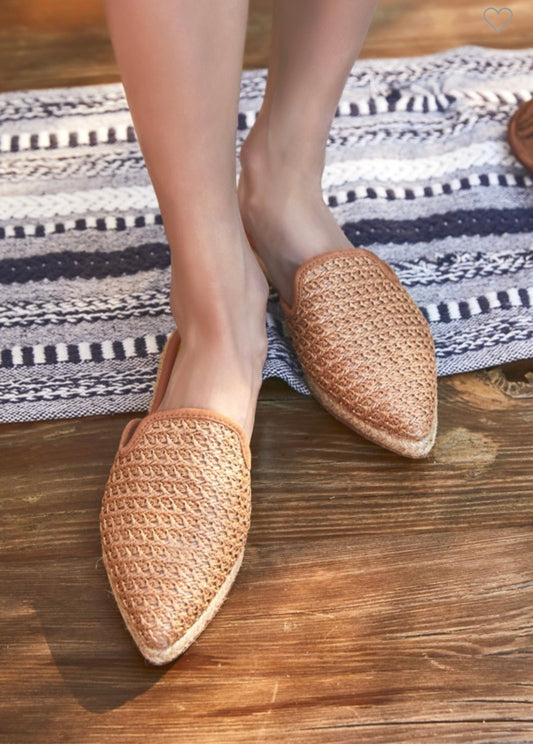 Raffia Mule Slides