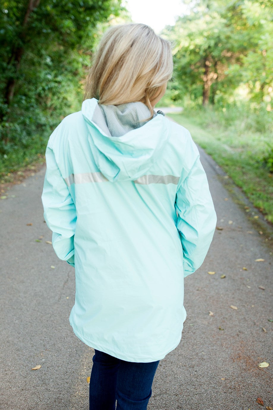 Monogrammed New Englander Rain Jacket Aqua