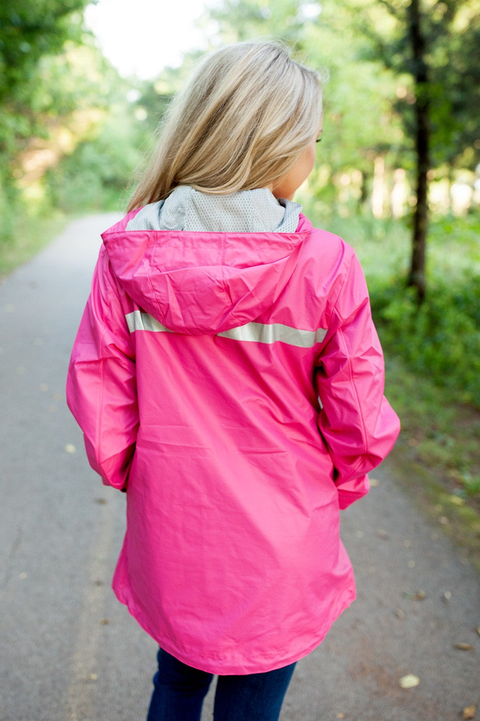 Monogrammed New Englander Rain Jacket Hot Pink