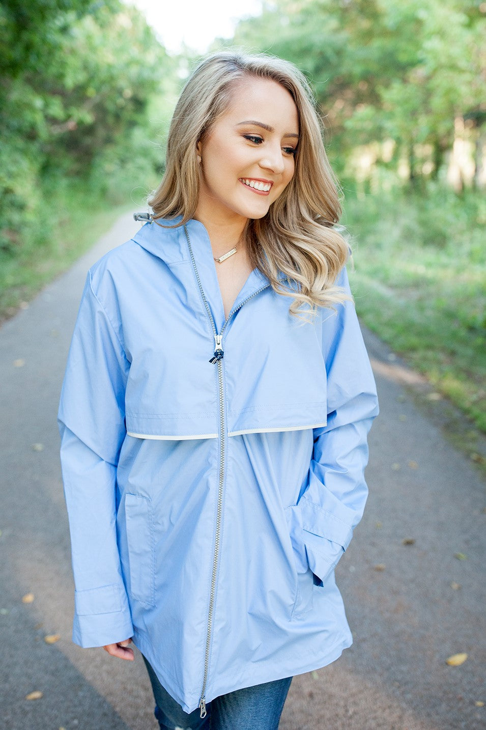Monogrammed New Englander Rain Jacket Periwinkle