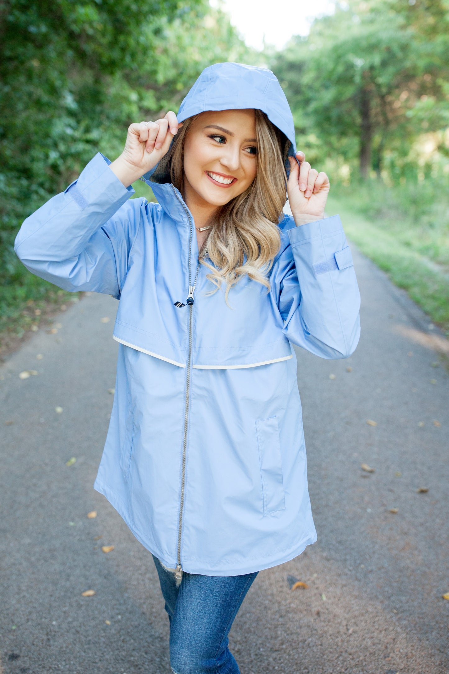 Monogrammed New Englander Rain Jacket Periwinkle