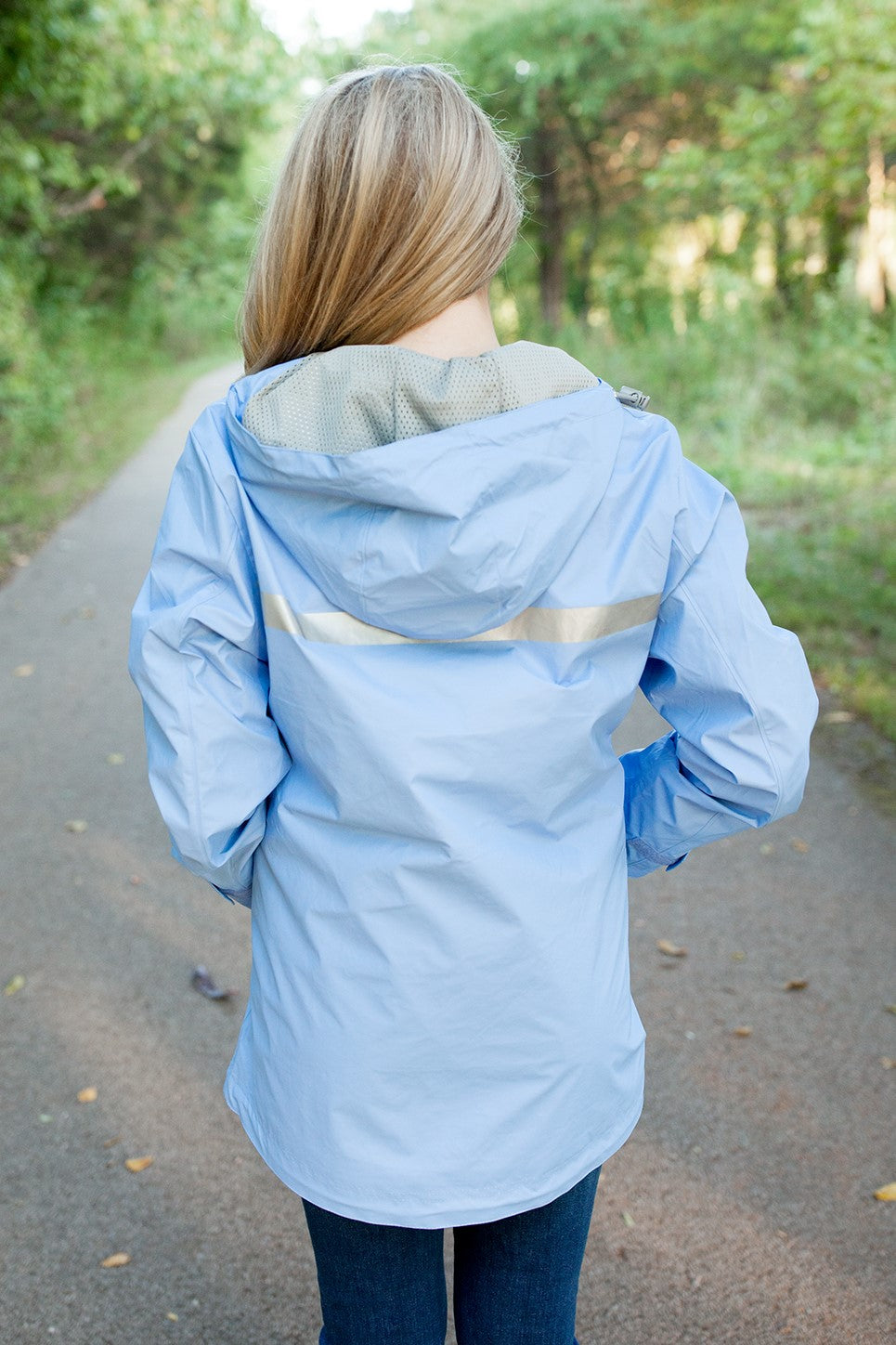 Monogrammed New Englander Rain Jacket Periwinkle