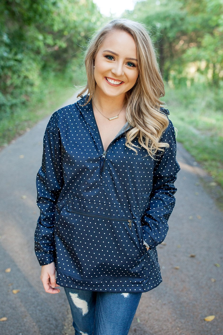 Charles River Monogrammed Chatham Anorak Polka Dot Pullover