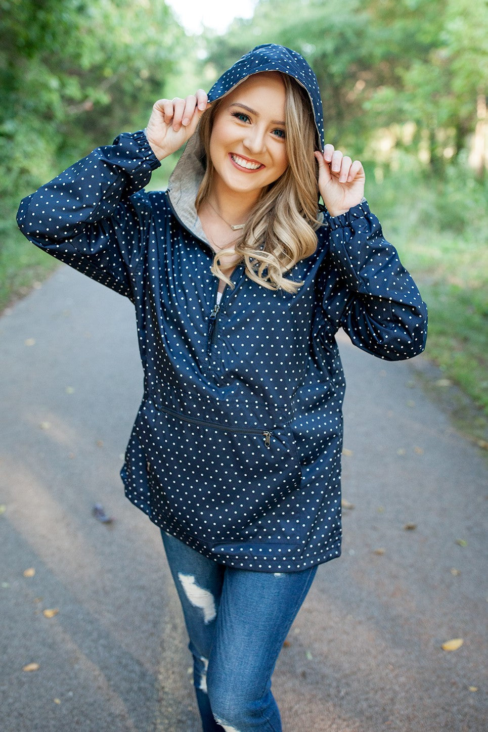 Charles River Monogrammed Chatham Anorak Polka Dot Pullover