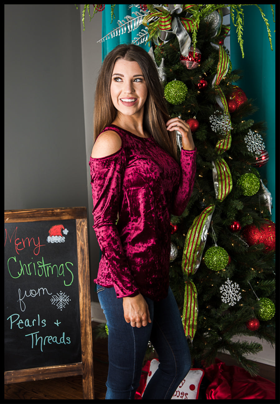 On The Road Again Velvet Top Burgundy
