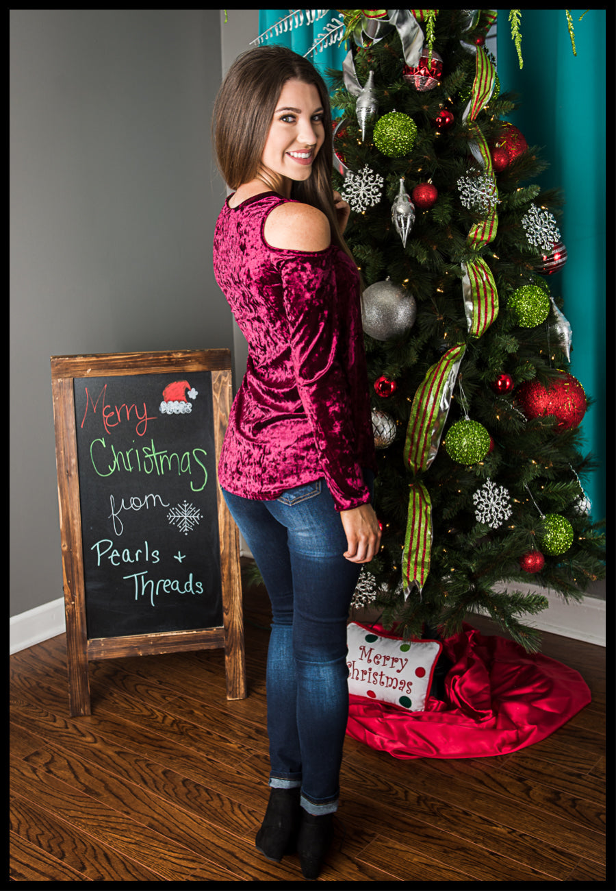 On The Road Again Velvet Top Burgundy