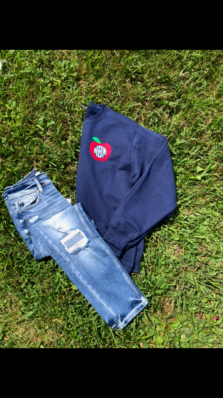 Apple Monogram Swearshirt-Navy