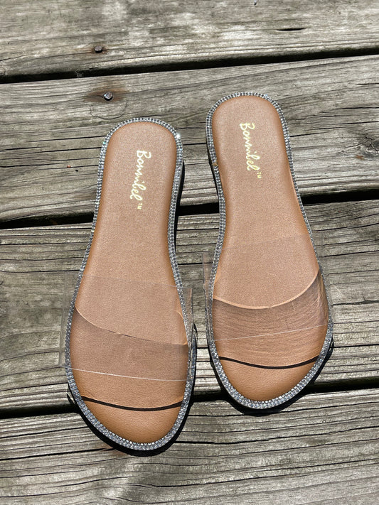 TAKA Clear Rhinestone Sandals