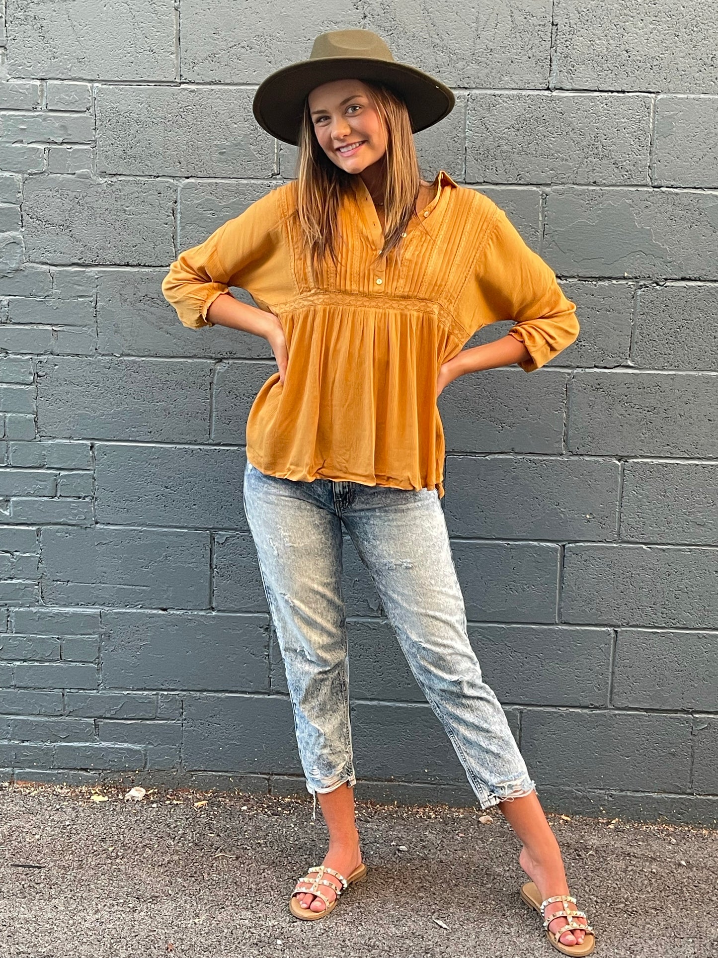 Mattie Lace Inset Peplum Top