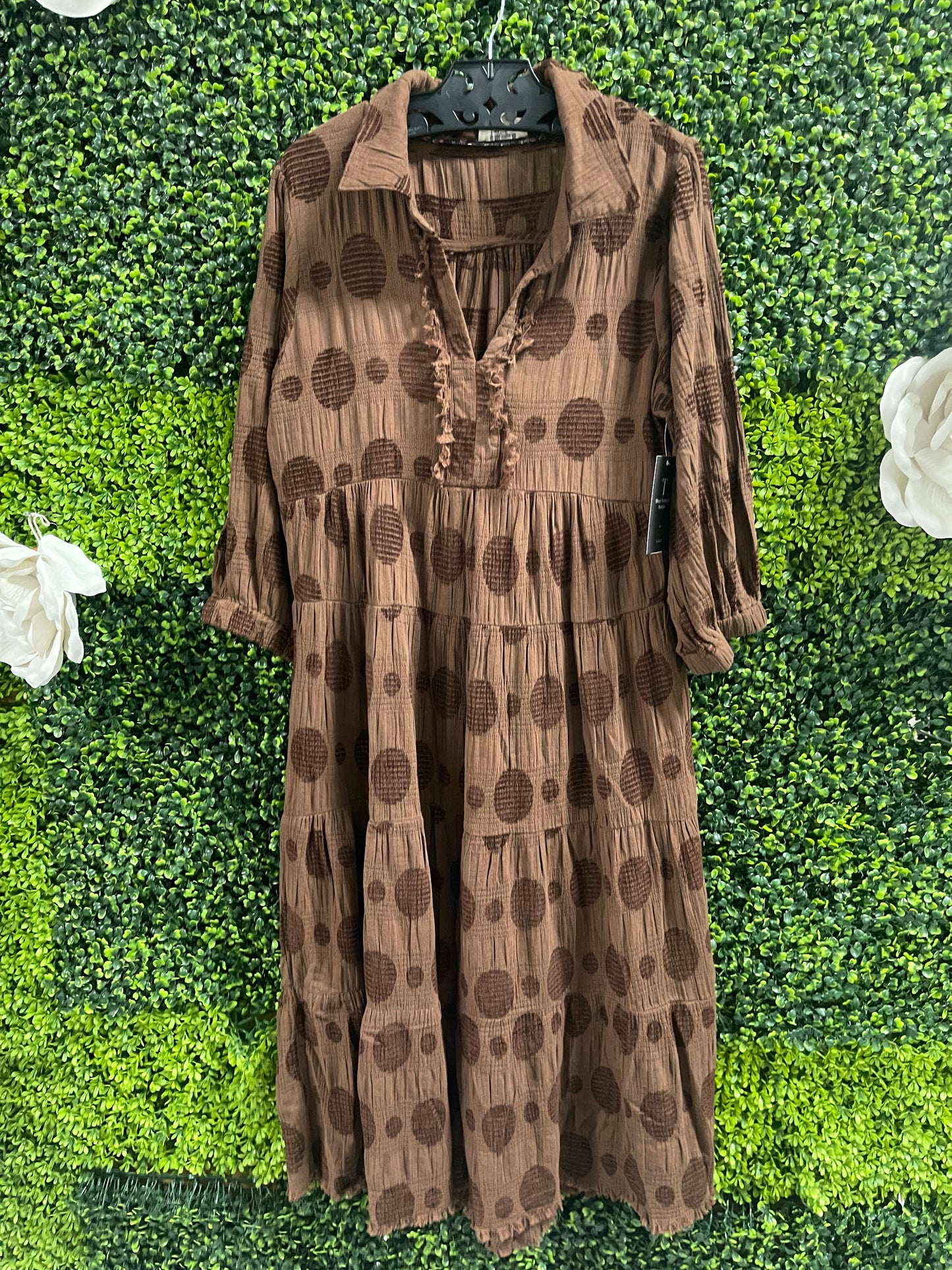 Dotted Jacquard Midi Dress