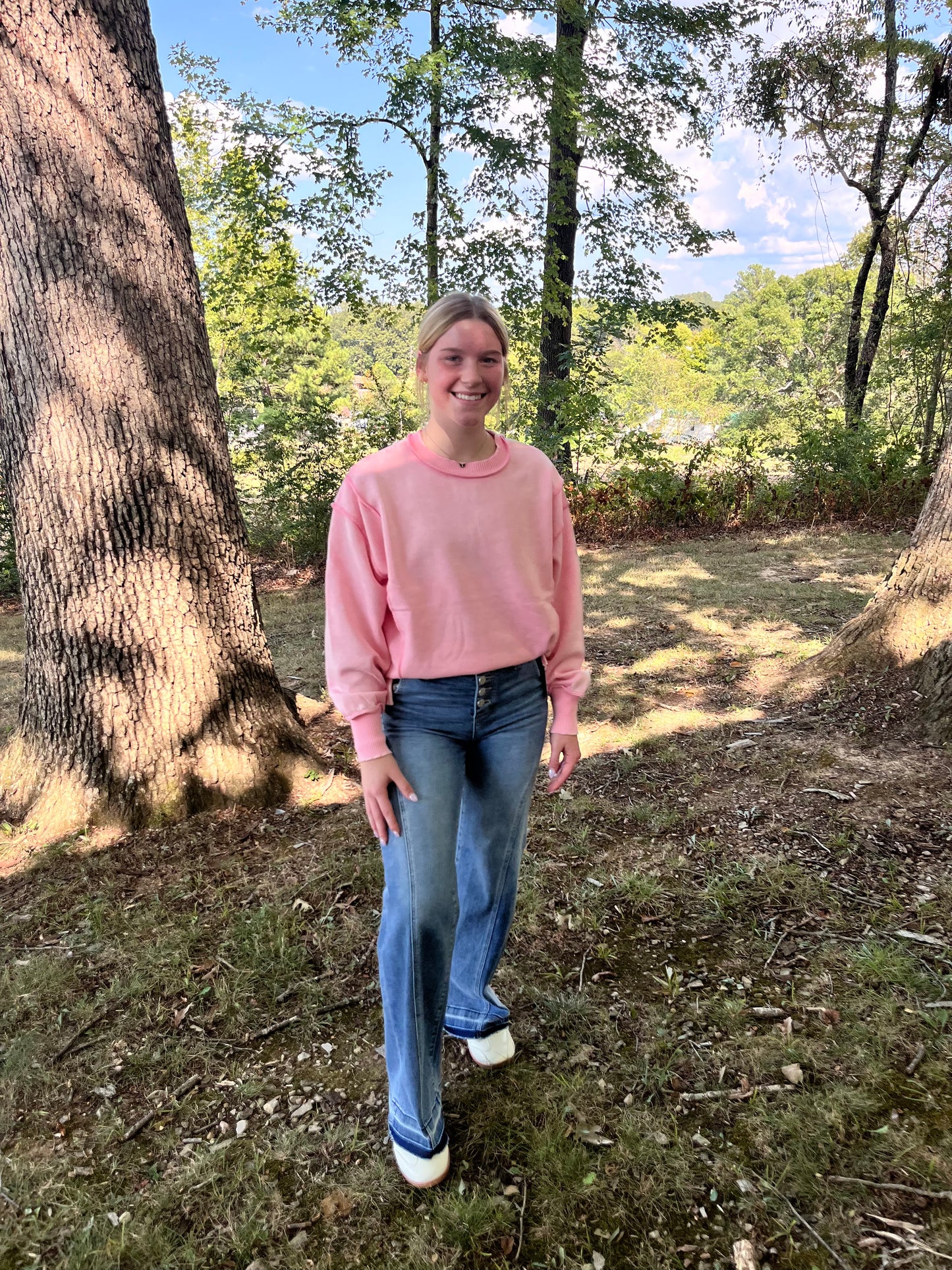 Acid Wash Exposed Seam Sweatshirt