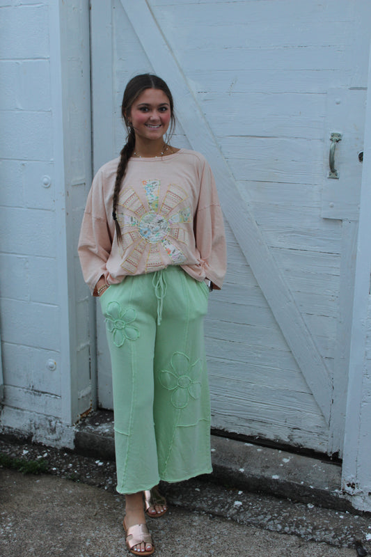 Flower Patch Mineral Palazzo Pants