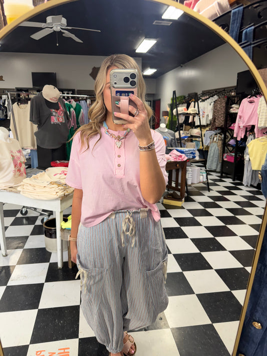 BOXY Short Sleeve Henley Top