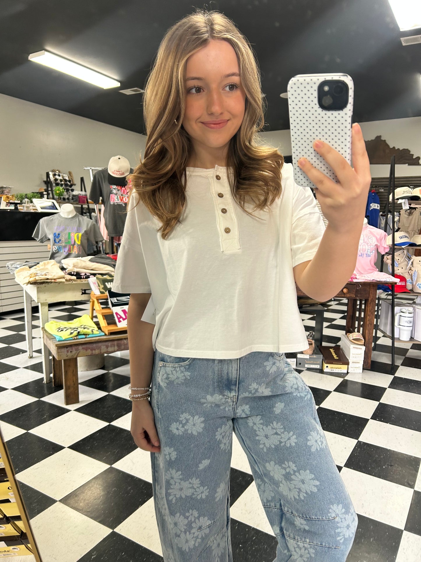 BOXY Short Sleeve Henley Top