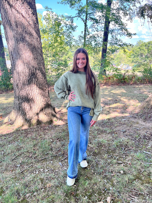 Acid Wash Exposed Seam Sweatshirt