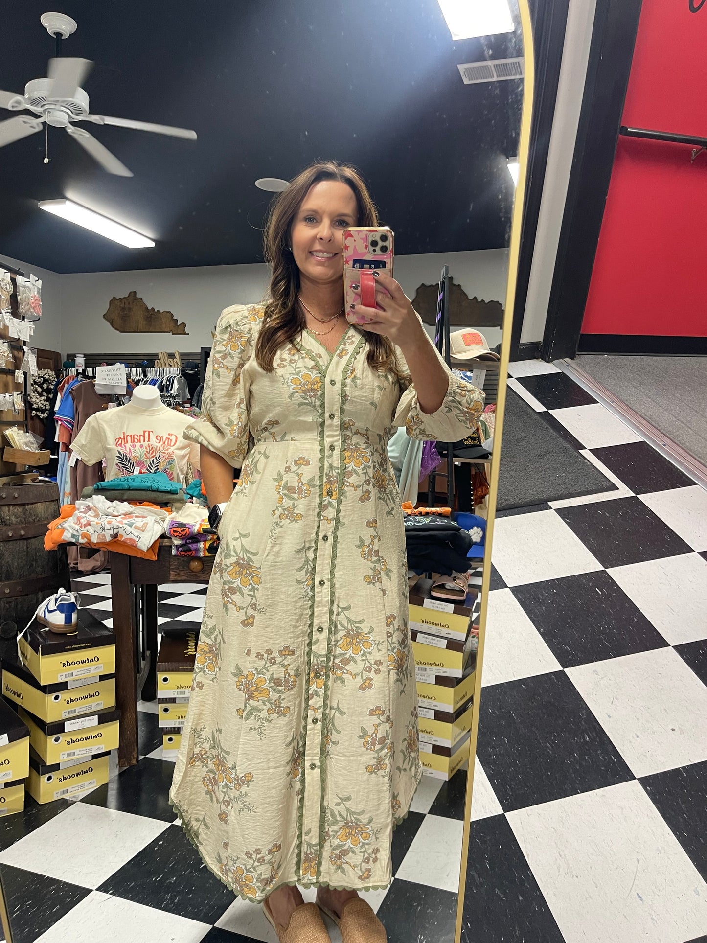 Falling For Floral Midi Dress