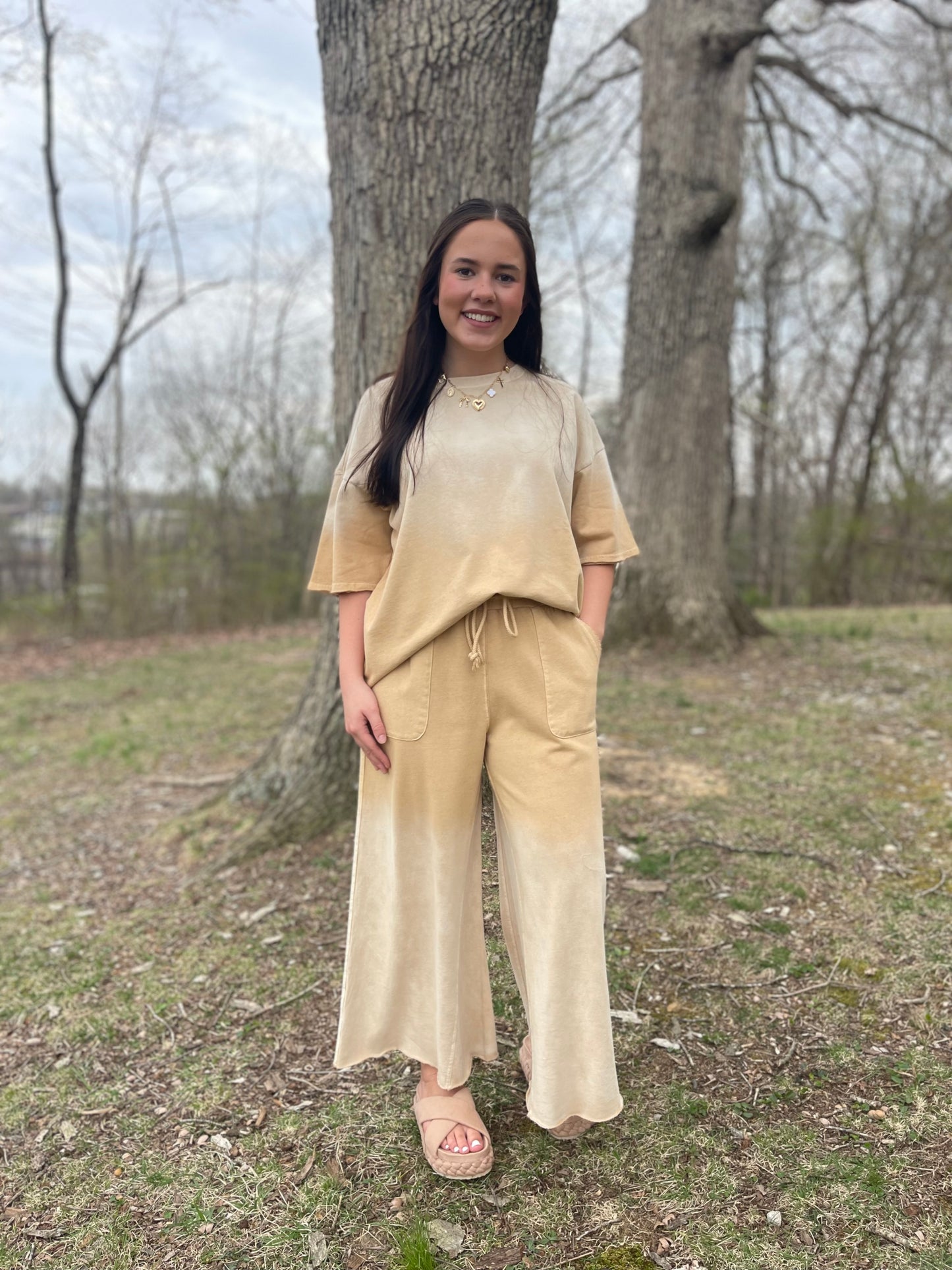 Toast Dyed Terry Knit Palazzo Pants