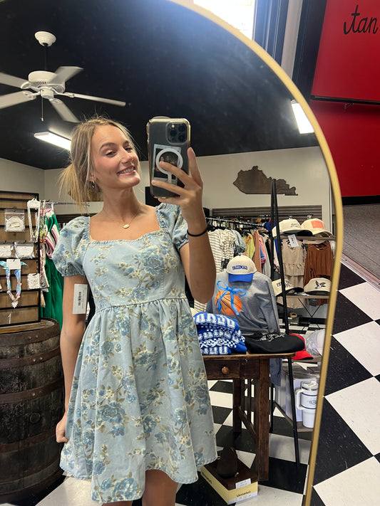 Hydrangea Happiness Denim Dress