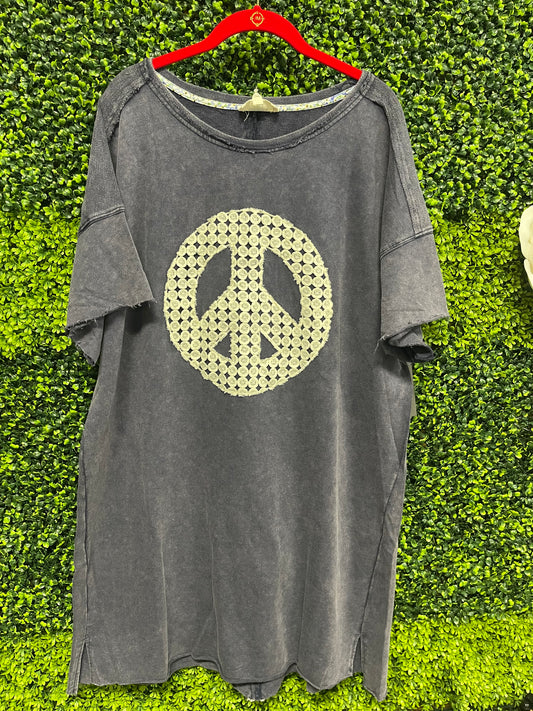 Peace Sign Lace Applique Dress