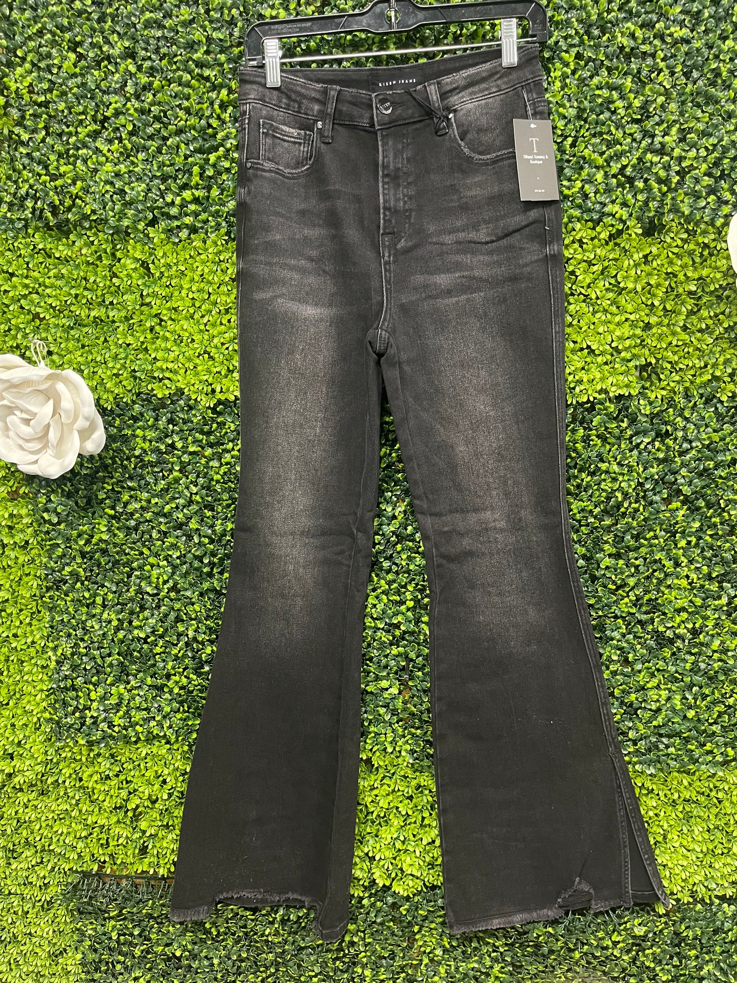 High Rise Flare Side Slit Jeans