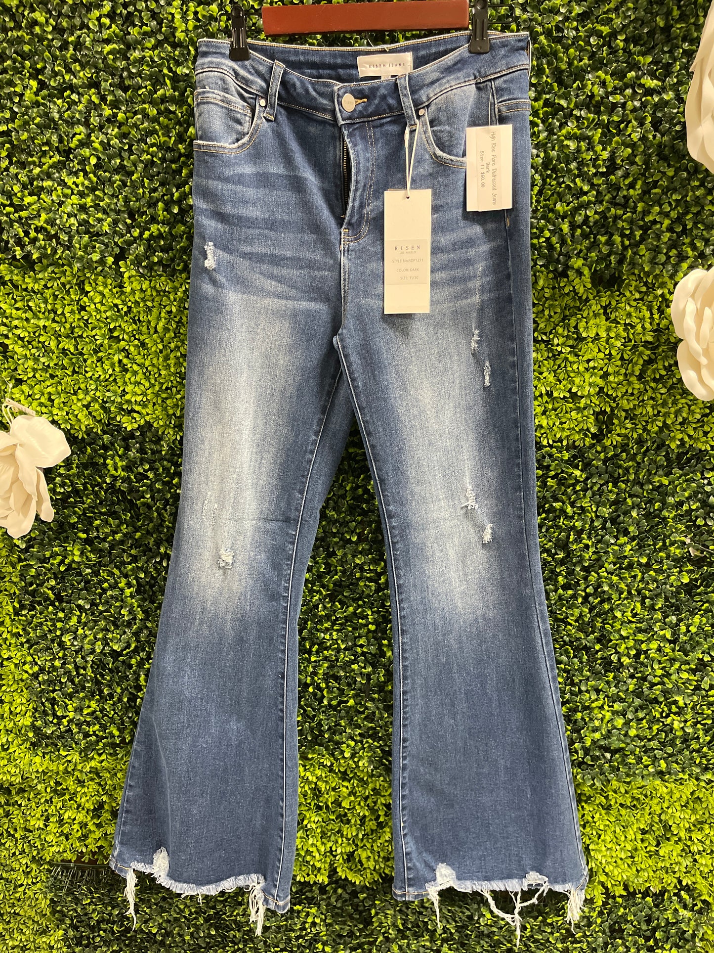 High Rise Flare Distressed Jeans