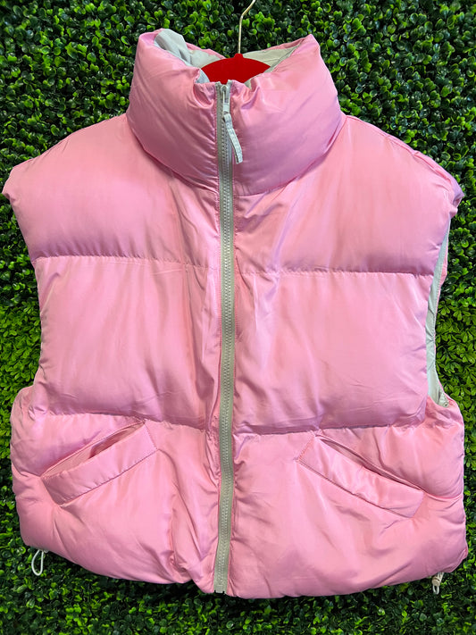 High Neck Crop Puffer Vest