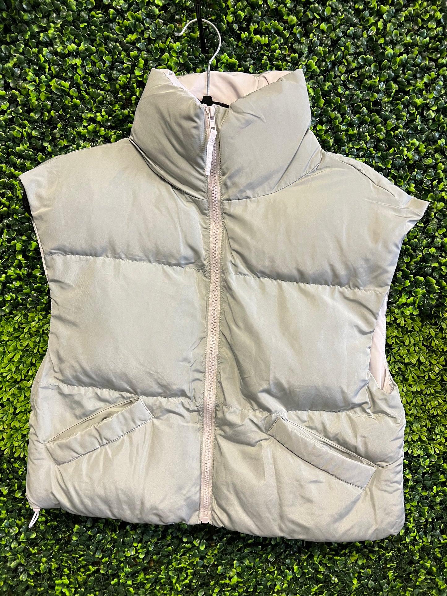 High Neck Crop Puffer Vest