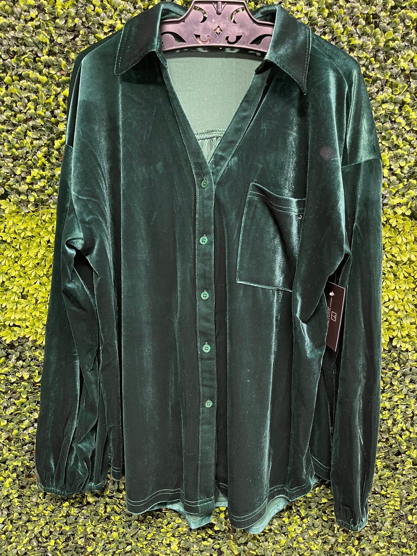 Together Forever Hunter Green Velvet Top