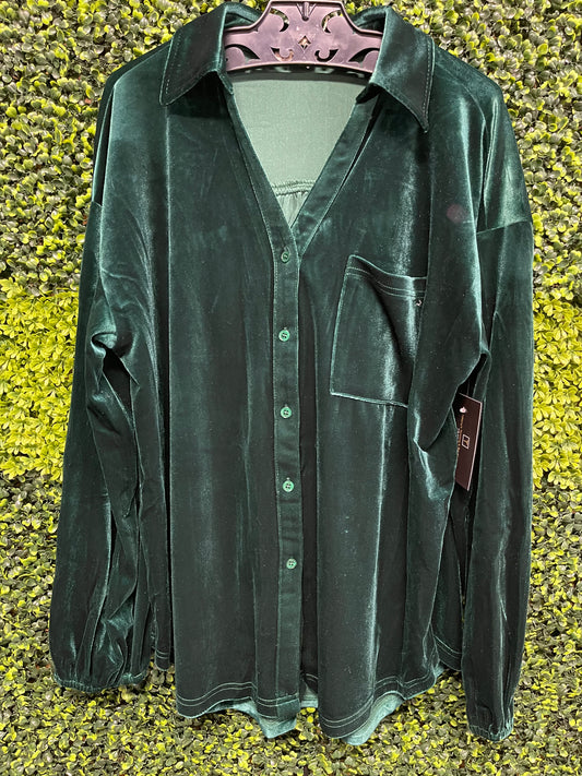 Together Forever Hunter Green Velvet Top