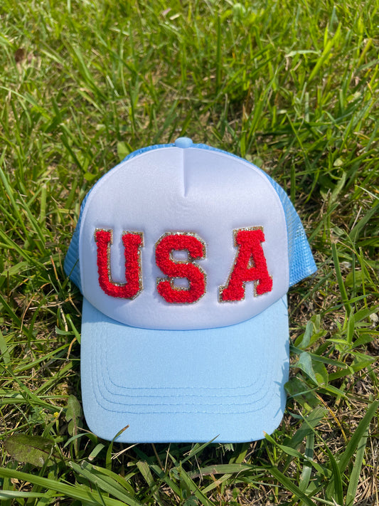 USA Chenille Patch Trucker Hat