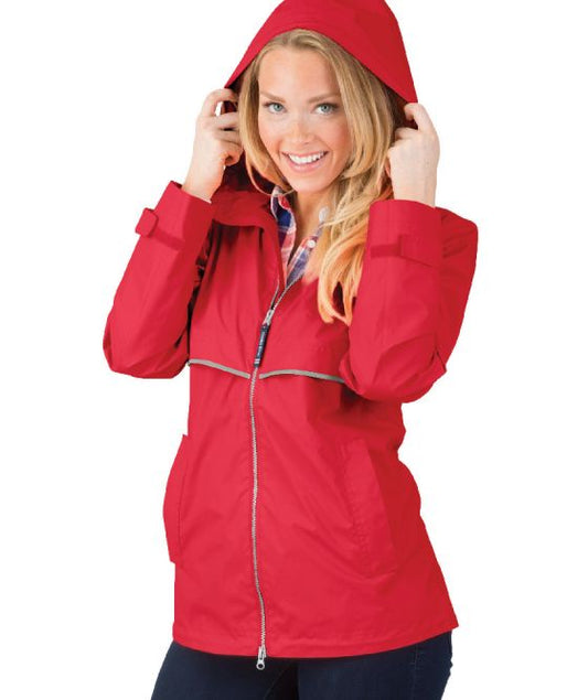 Monogrammed New Englander Rain Jacket Red