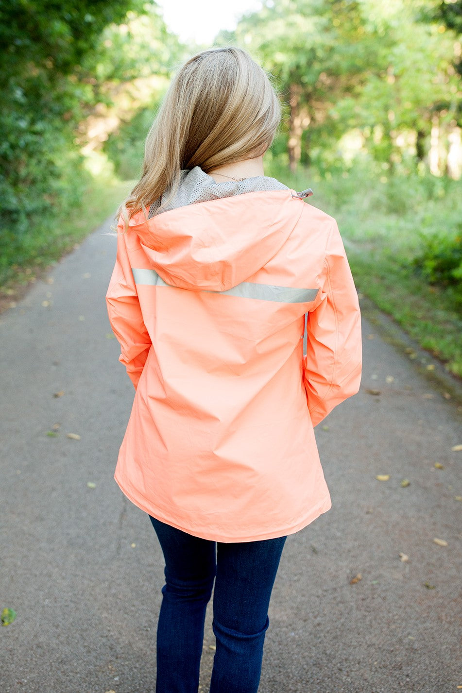 Monogrammed New Englander Rain Jacket Bright Coral