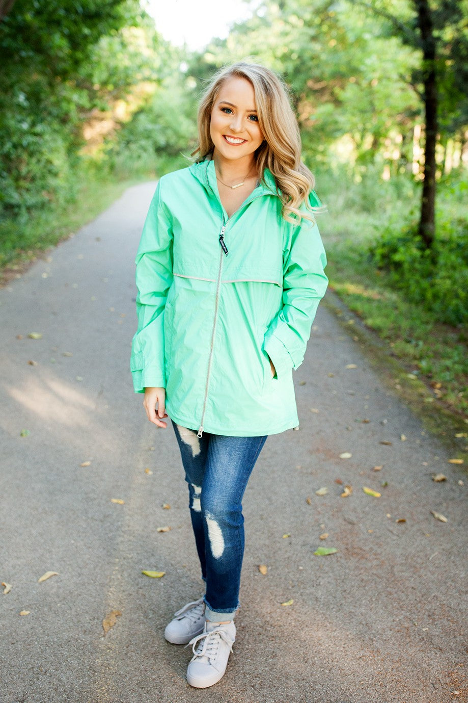 Monogrammed New Englander Rain Jacket Mint