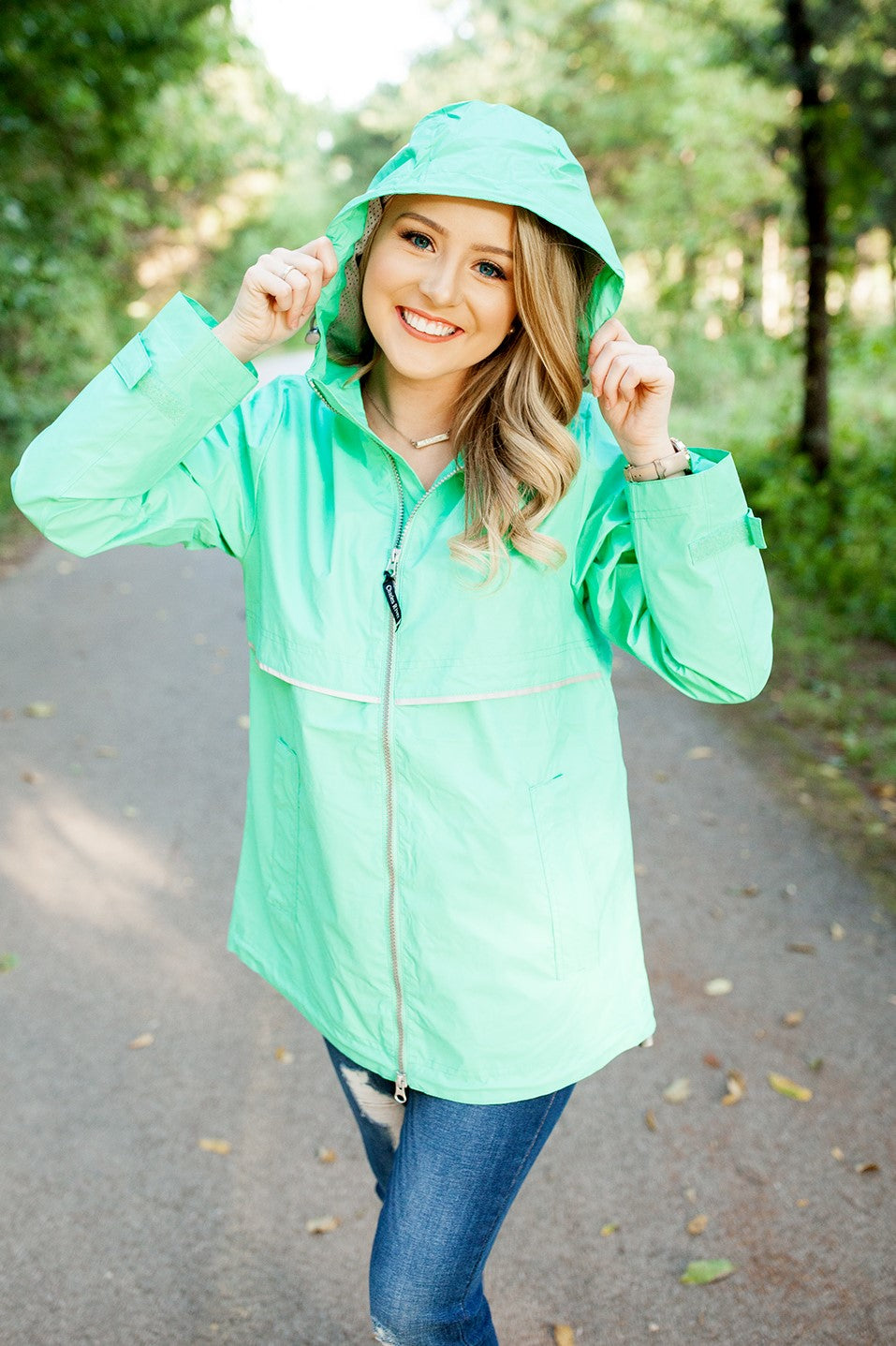 Monogrammed New Englander Rain Jacket Mint