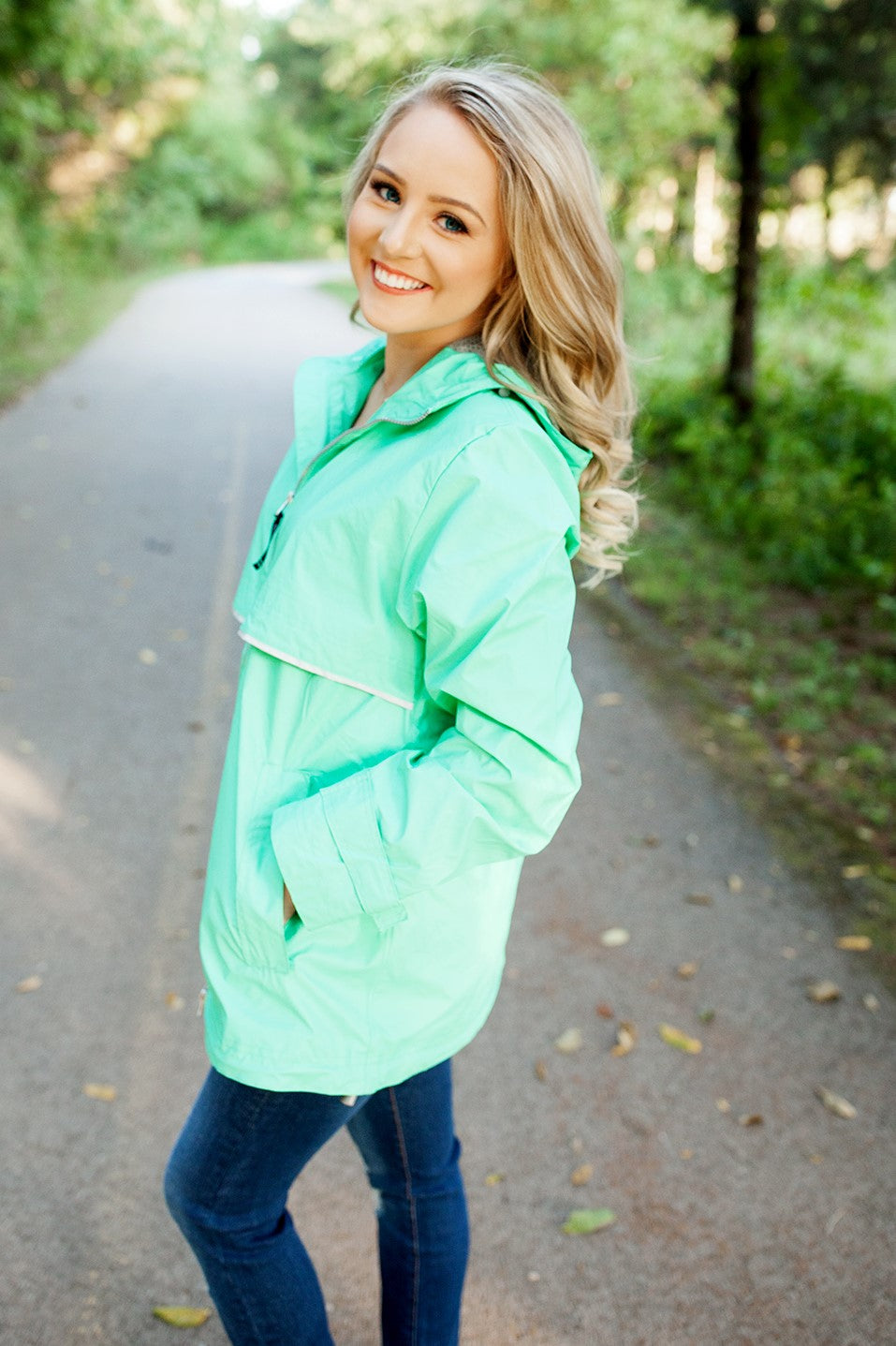 Monogrammed New Englander Rain Jacket Mint
