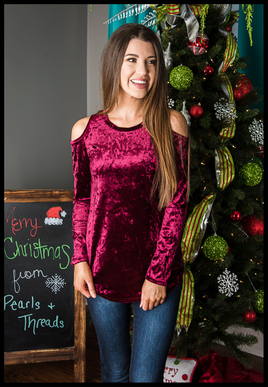On The Road Again Velvet Top Burgundy