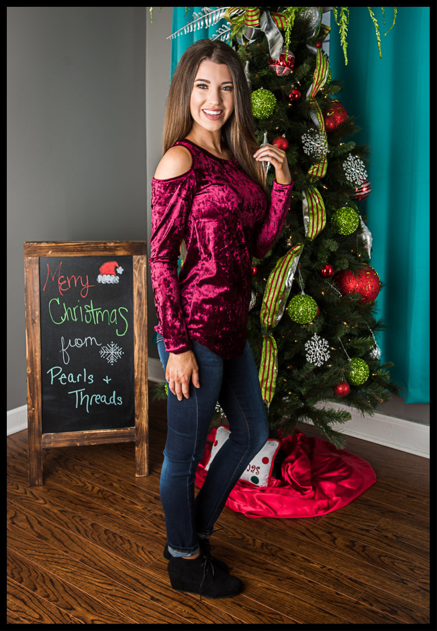 On The Road Again Velvet Top Burgundy