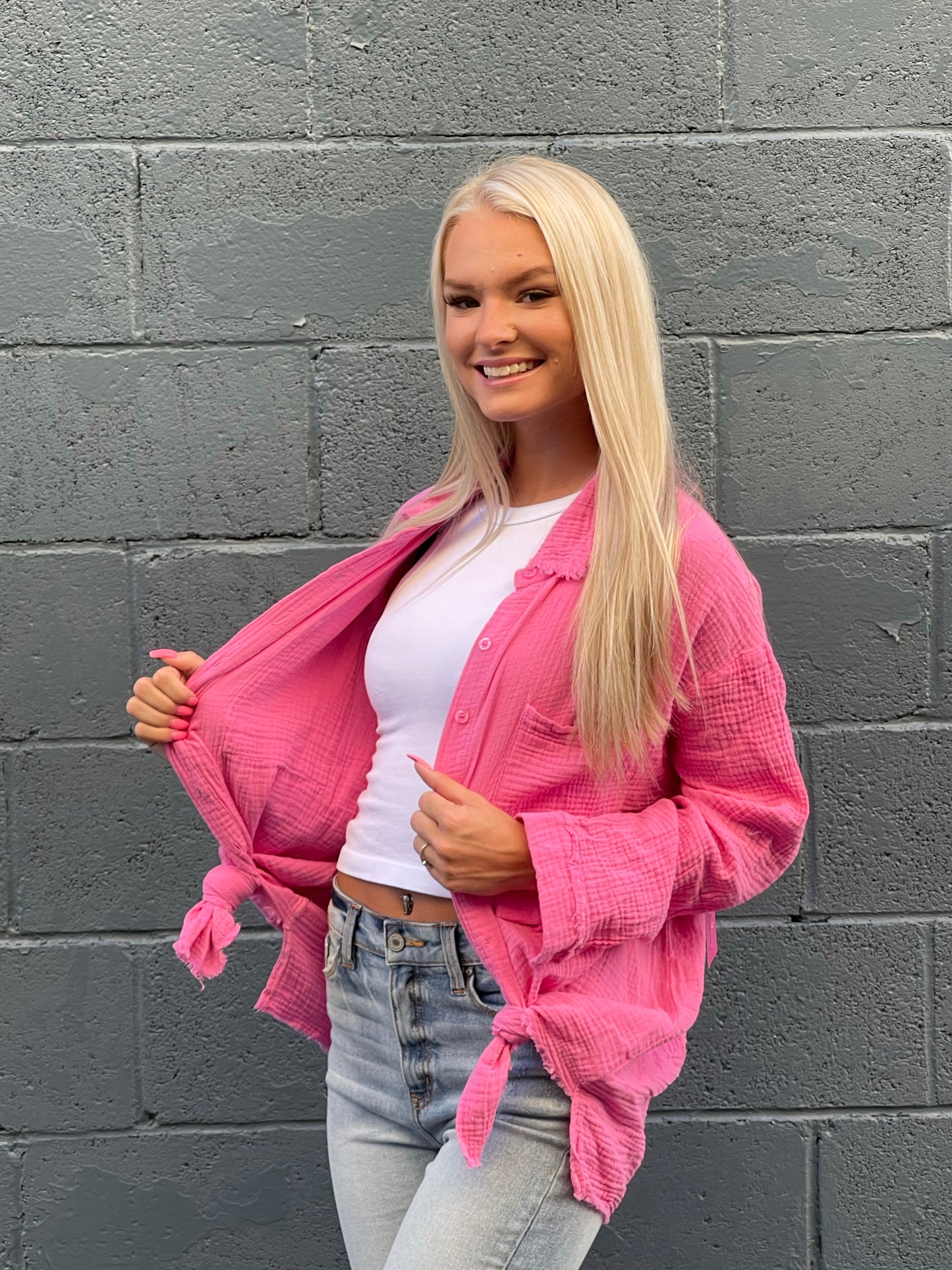 Sabrina Pink Button Down