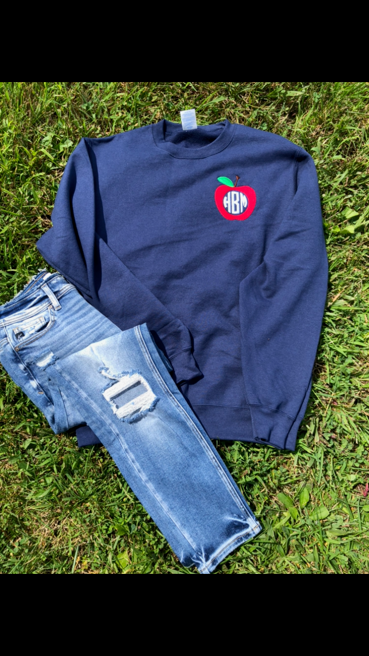 Apple Monogram Swearshirt-Navy